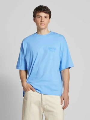 T-shirt o kroju oversized z nadrukiem z logo REVIEW Jasnoniebieski
