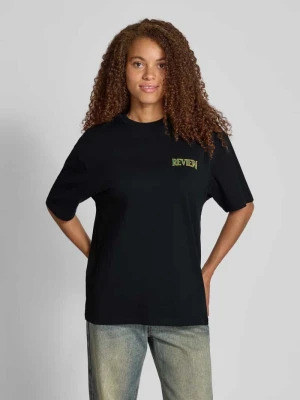 T-shirt o kroju oversized z nadrukiem z logo REVIEW Czarny