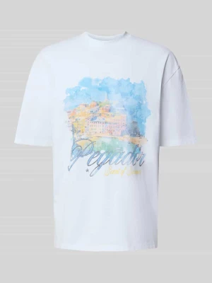 t-shirt o kroju oversized z nadrukiem z motywem model 'Sanji' Pegador Biały