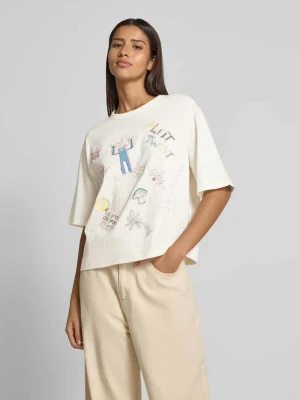 T-shirt o kroju oversized z okrągłym, prążkowanym dekoltem JAKE*S STUDIO WOMAN
