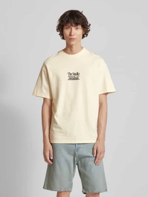 T-shirt o kroju oversized z prążkowanym, okrągłym dekoltem model ‘NOTO’ jack & jones