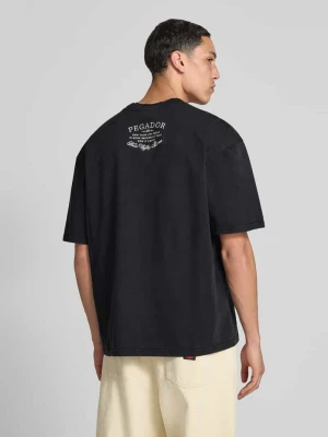 T-shirt o kroju oversized z wyhaftowanym logo model ‘Hamker’ Pegador