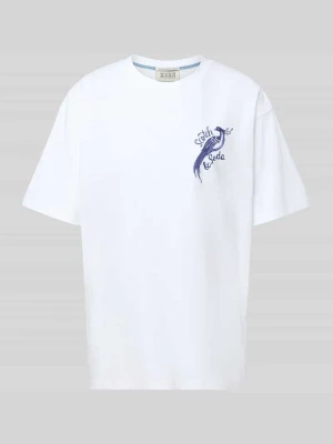 t-shirt o kroju oversized z wyhaftowanym logo Scotch & Soda Biały