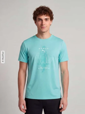 t-shirt o kroju regular fit do sportu z nadrukiem z logo model 'CLOUDSPUN' Puma Miętowy