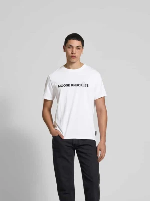 T-shirt o kroju regular fit z bawełny Moose Knuckles Biały