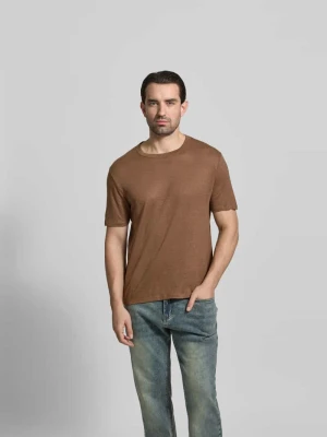 T-shirt o kroju regular fit z czystego lnu Officine Générale Średniobrązowy