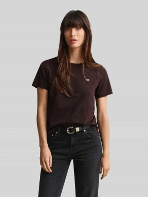 t-shirt o kroju regular fit z czystej bawełny Gant Ciemnobrązowy