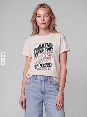 t-shirt o kroju regular fit z czystej bawełny Garcia Écru