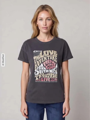 t-shirt o kroju regular fit z czystej bawełny Garcia Grafitowy