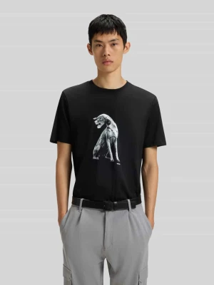 T-shirt o kroju regular fit z czystej bawełny Hugo Czarny