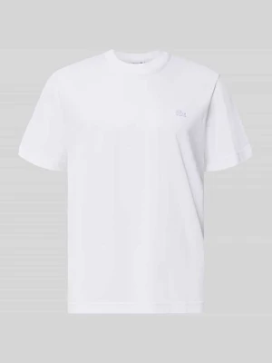 t-shirt o kroju regular fit z czystej bawełny Lacoste Biały
