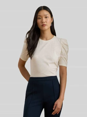 t-shirt o kroju regular fit z czystej bawełny Lauren Ralph Lauren Écru