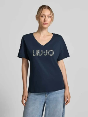t-shirt o kroju regular fit z czystej bawełny Liu Jo Ciemnoniebieski