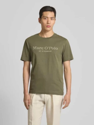 T-shirt o kroju regular fit z czystej bawełny Marc O'Polo Oliwkowy