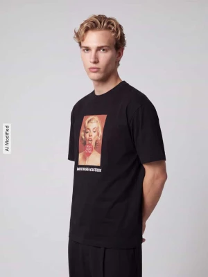 t-shirt o kroju regular fit z czystej bawełny model 'ARLOI' Don't Waste Culture Czarny