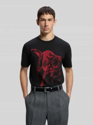 t-shirt o kroju regular fit z czystej bawełny model 'Daffilo' Hugo Czarny