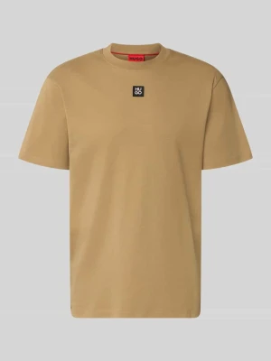 t-shirt o kroju regular fit z czystej bawełny model 'Dalile' Hugo Beżowy