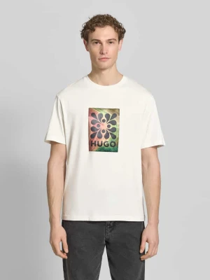 t-shirt o kroju regular fit z czystej bawełny model 'DAMORU' HUGO