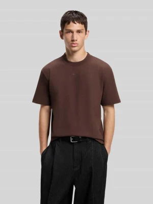 t-shirt o kroju regular fit z czystej bawełny model 'Dapolino' Hugo Czekoladowy