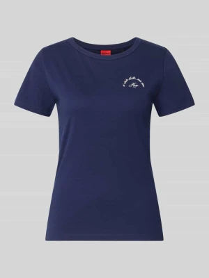 t-shirt o kroju regular fit z czystej bawełny model 'DELORIS_5' Hugo Granatowy