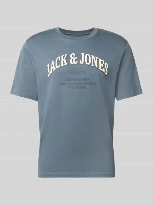 t-shirt o kroju regular fit z czystej bawełny model 'Denver' Jack&Jones Niebieski