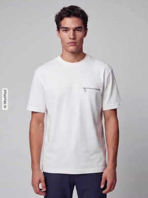 t-shirt o kroju regular fit z czystej bawełny model 'Derenn' Hugo Biały