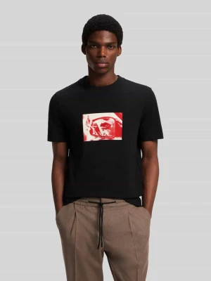 t-shirt o kroju regular fit z czystej bawełny model 'Dirom' Hugo Czarny