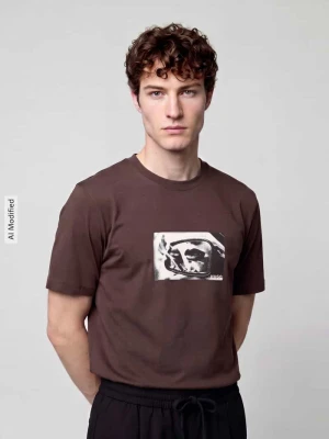 t-shirt o kroju regular fit z czystej bawełny model 'Dirom' Hugo Czekoladowy