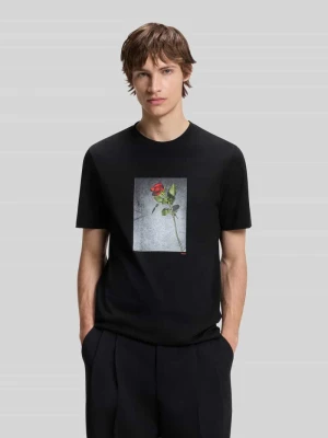 t-shirt o kroju regular fit z czystej bawełny model 'Durose' Hugo Czarny
