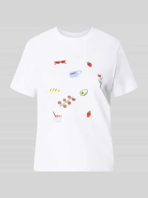 T-shirt o kroju regular fit z czystej bawełny model 'GAK' Pieces