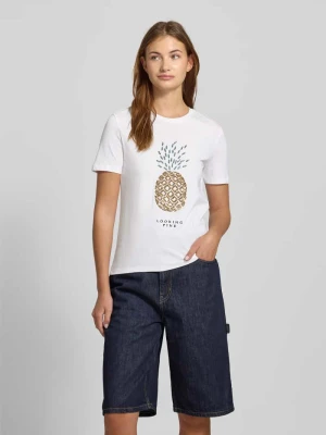 męski t-shirt o kroju regular fit z obszyciem ozdobnymi kamieniami model 'KITA' Only