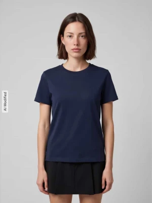 t-shirt o kroju regular fit z czystej bawełny model 'LOS' Tom Tailor Granatowy