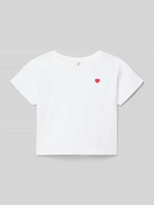 T-shirt o kroju regular fit z czystej bawełny model ‘MAIKEN LIFE HEART’ Only