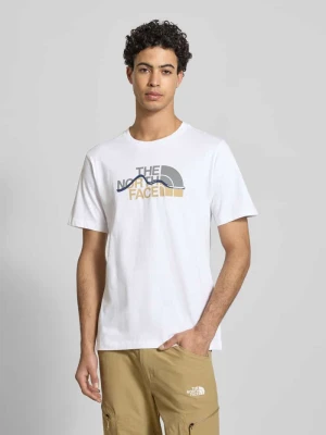 T-shirt o kroju regular fit z czystej Bawełna Model 'MOUNTAIN LINE' The North Face Biały