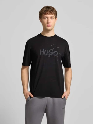 T-shirt o kroju regular fit z czystej bawełny model 'NIEROFIX_U261' Hugo Czarny