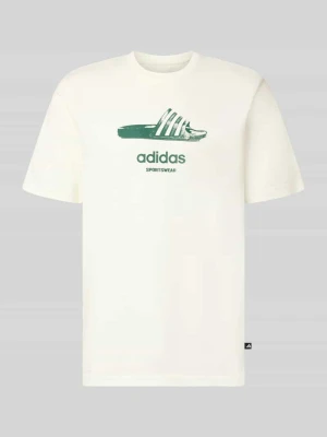 t-shirt o kroju regular fit z czystej bawełny model 'SLIDE' Adidas Złamany biały