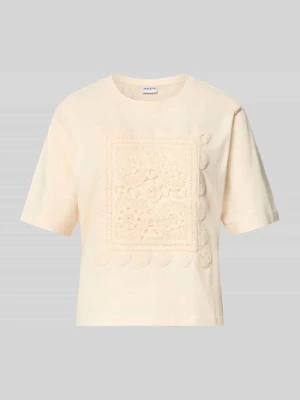 t-shirt o kroju regular fit z czystej bawełny model 'T066-BFCrochet' Jake*s Écru