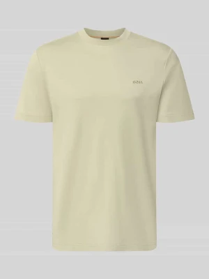 t-shirt o kroju regular fit z czystej bawełny model 'Te_interlock' Boss Limonkowy