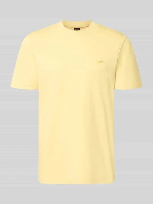 t-shirt o kroju regular fit z czystej bawełny model 'Te_interlock' Boss Żółty