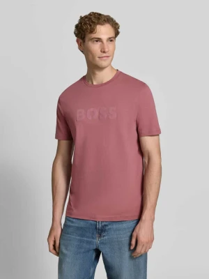 t-shirt o kroju regular fit z czystej bawełny model 'Te_Logo' Boss Bordowy