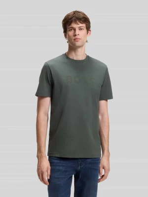 t-shirt o kroju regular fit z czystej bawełny model 'Te_Logo' Boss Khaki