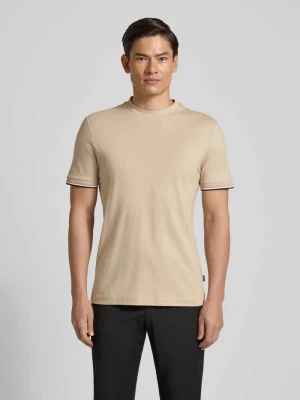 t-shirt o kroju regular fit z czystej bawełny model 'THOMPSON' Boss Beżowy
