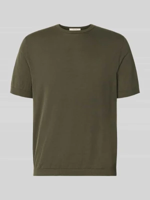 t-shirt o kroju regular fit z czystej bawełny model 'TORINO' Selected Ciemnozielony