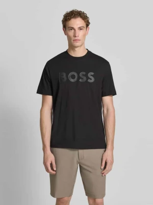 t-shirt o kroju regular fit z czystej bawełny model 'TS_STRUCTURE LOGO 1027473' Boss Czarny