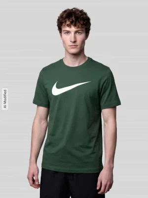 t-shirt o kroju regular fit z czystej bawełny Nike Ciemnozielony