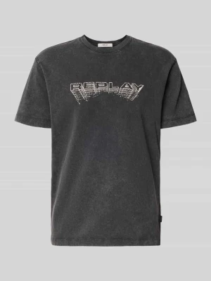 t-shirt o kroju regular fit z czystej bawełny Replay Czarny