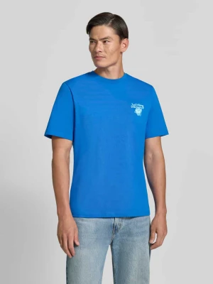 t-shirt o kroju regular fit z czystej bawełny REVIEW X ANSON'S Królewski niebieski
