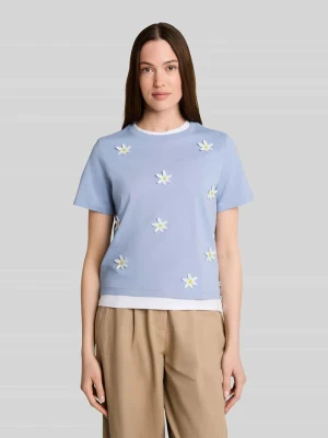 t-shirt o kroju regular fit z czystej bawełny Tom Tailor Błękitny melanż