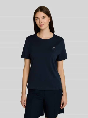 t-shirt o kroju regular fit z czystej bawełny Tom Tailor Granatowy