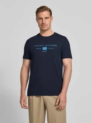 t-shirt o kroju regular fit z czystej bawełny Tommy Hilfiger Granatowy